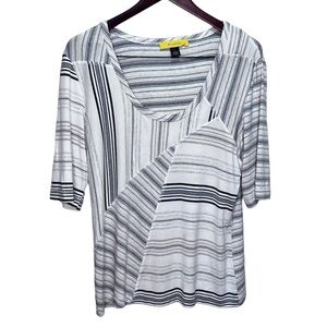 St John Striped Short Sleeve Size Large